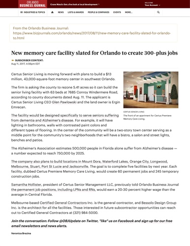 Article in Orlando Business Journel